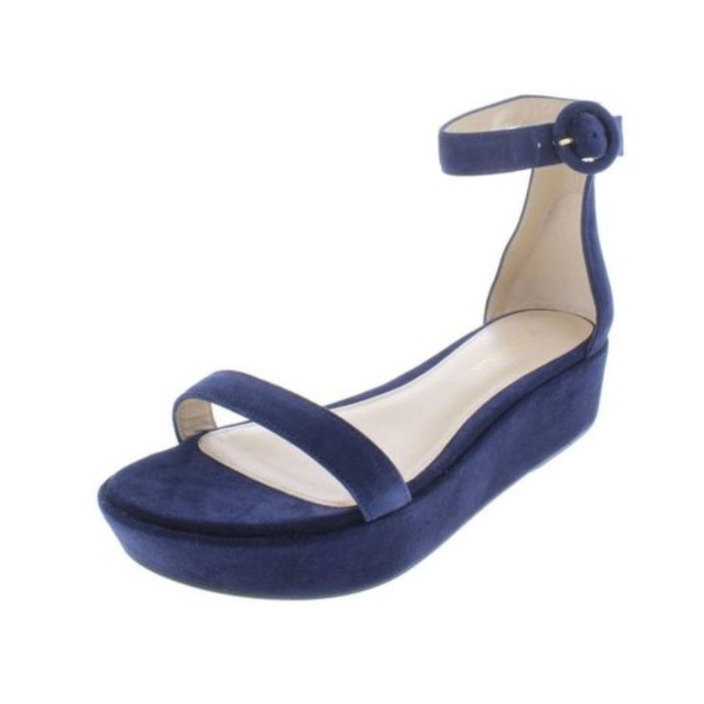 Stuart Weitzman Blue Suede Capri Platform Sandals